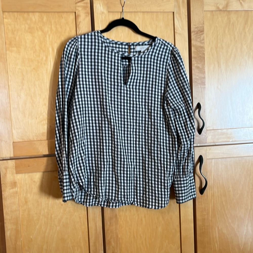 Loft top size medium black and white gingham